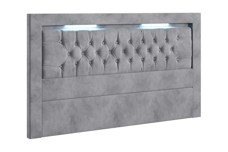 Arona sengegavl 140 cm med Belysning velour, Grå