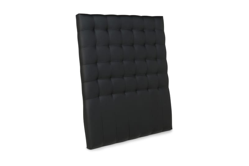 Hilton Luksus sengegavl 140 cm høj ternet kunstlæder - sort - Sengegavle