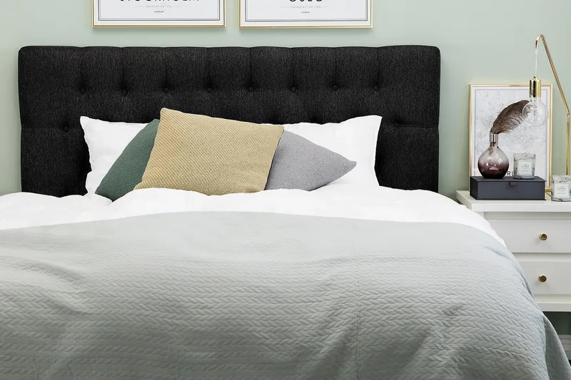 Lucky sengegavl 160 cm Diamant - Sort/Grå - Møbler - Senge - Sengetilbehør & sengegavl - Sengegavle