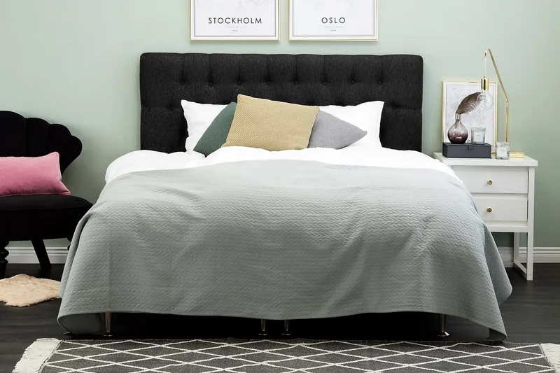 Lucky sengegavl 160 cm Diamant - Sort/Grå - Møbler - Senge - Sengetilbehør & sengegavl - Sengegavle