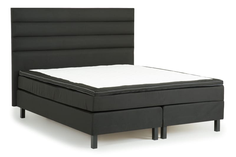 Queen sengegavl 190 cm dybt tuftet linjer - sort - Møbler - Senge - Sengetilbehør & sengegavl - Sengegavle