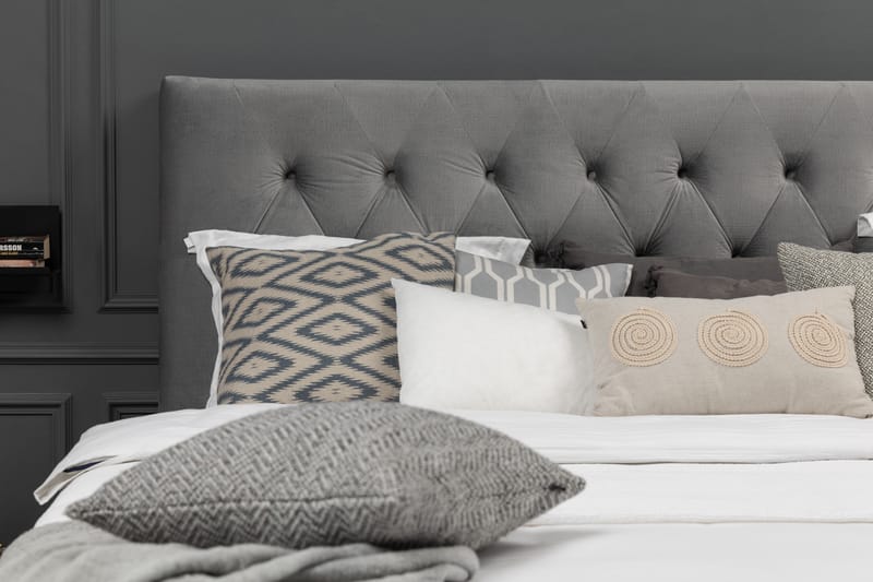 Royal Velvet sengegavl 180 cm velour - lysegrå - Møbler - Senge - Sengetilbehør & sengegavl - Sengegavle