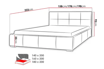Sirdal Sengeramme 140x200 cm - Grå - Møbler - Senge - Sengeramme & sengestel