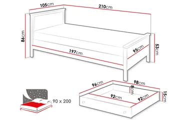 Storys Sengeramme 200x90 cm - Hvid - Møbler - Senge - Sengeramme & sengestel