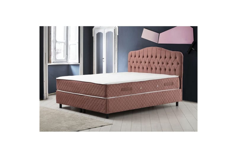 Subato Seng Pakke Kontinental Seng 160x200 cm - Blush pink - Møbler - Senge - Komplet sengepakke