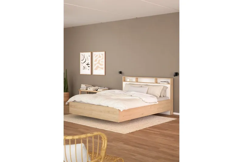 Sumita Sengestel 140x190 cm - Natur/Hvid - Møbler - Senge - Sengeramme & sengestel