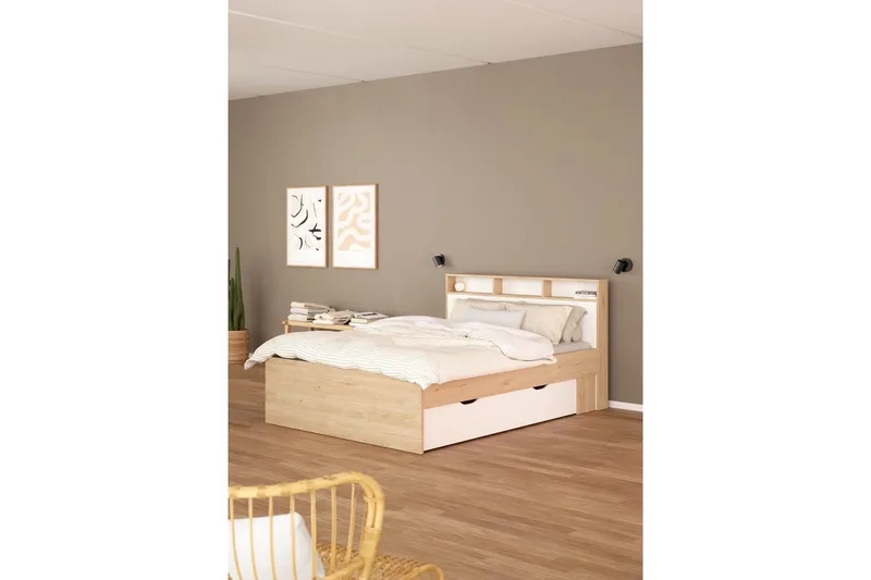 Sumita Sengestel 140x190 cm - Natur/Hvid - Møbler - Senge - Sengeramme & sengestel