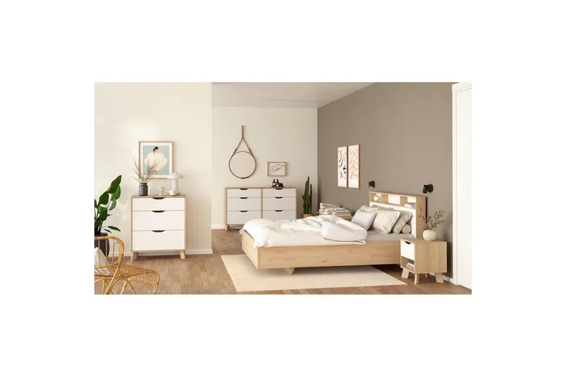 Sumita Sengestel 140x190 cm - Natur/Hvid - Møbler - Senge - Sengeramme & sengestel