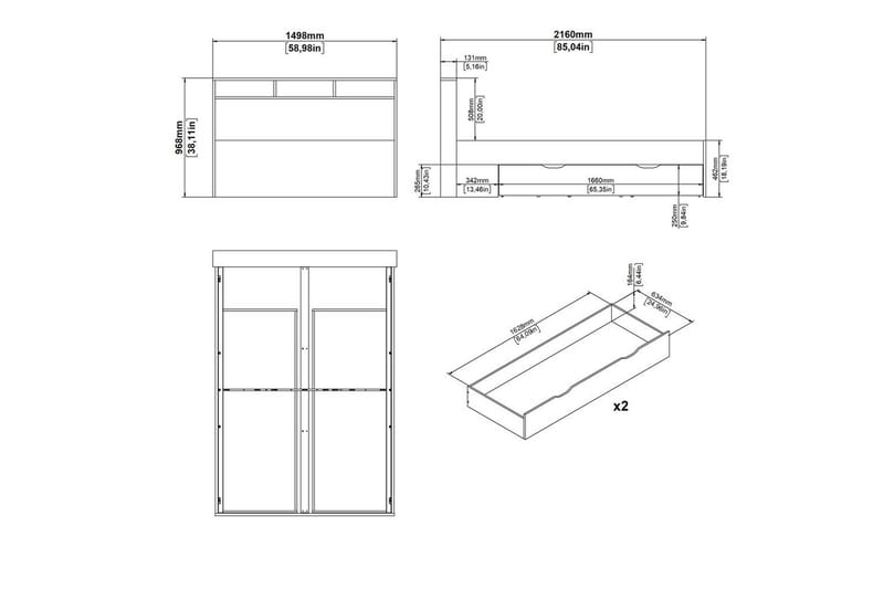 Sumita Sengestel 140x200 cm - Natur/Hvid - Møbler - Senge - Sengeramme & sengestel