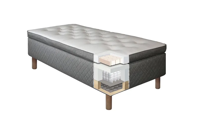 Sundborn boksseng 105x200 middel/hård Latex - Grå - Møbler - Senge - Enkeltsenge