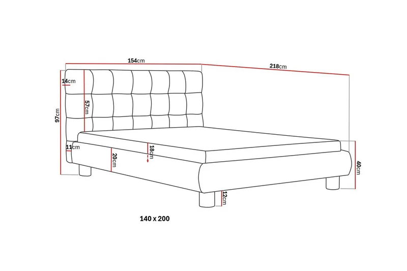 Teddy Komplet Sengesæt Sengeramme med Madras 140x200 cm - Beige - Møbler - Senge - Komplet sengepakke