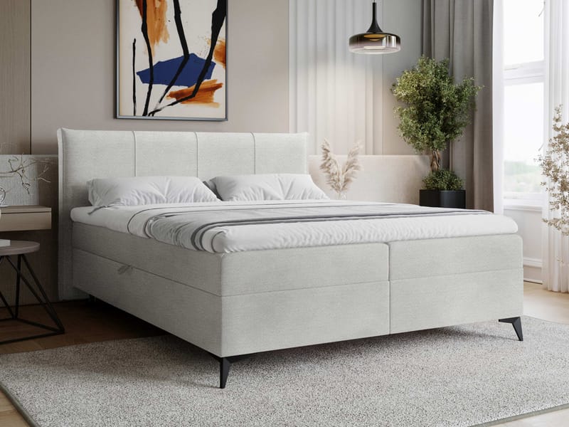 Thoros Komplet Sengepakke 140x200 cm Kontinentalseng med Opbevaring - Grå - Møbler - Senge - Komplet sengepakke