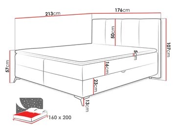 Thoros Komplet Sengepakke 160x200 cm Kontinentalseng med Opbevaring - Grå - Møbler - Senge - Komplet sengepakke