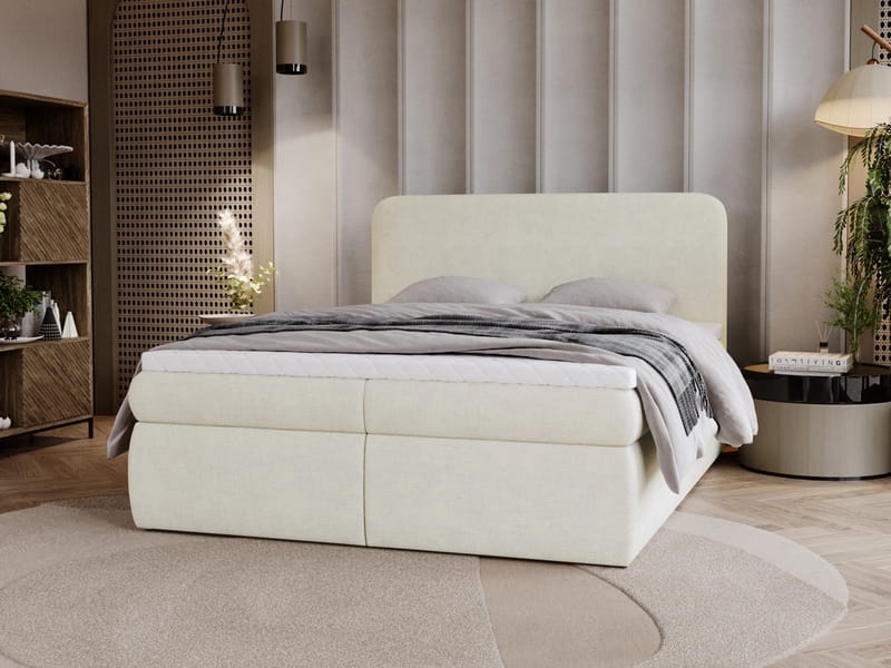 Thyrelis sengepakke kontinentalseng 140x200 cm med opbevaring og løftebund - Beige - Møbler - Senge - Kontinentalsenge