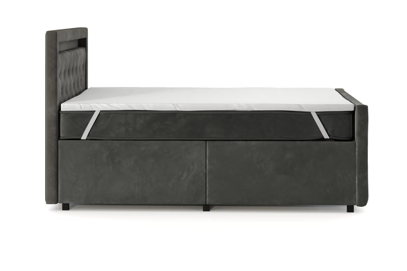 Tilly Komplet Sengesæt med Opbevaring LED-belysning 120x200 cm - Grå - Møbler - Senge - Komplet sengepakke
