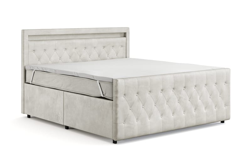 Tilly Komplet Sengesæt med Opbevaring LED-belysning 180x200 cm - Beige - Møbler - Senge - Komplet sengepakke
