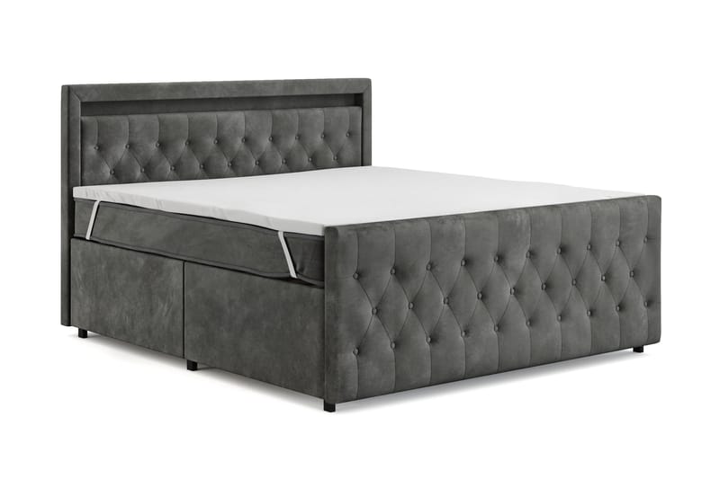 Tilly Komplet Sengesæt med Opbevaring LED-belysning 180x200 cm - Grå - Møbler - Senge - Komplet sengepakke