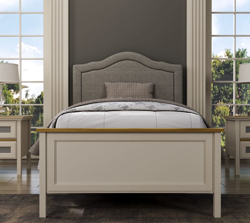 Tolina sengeramme 100x200 cm - Creme, eg, grå - Møbler - Senge - Sengeramme & sengestel