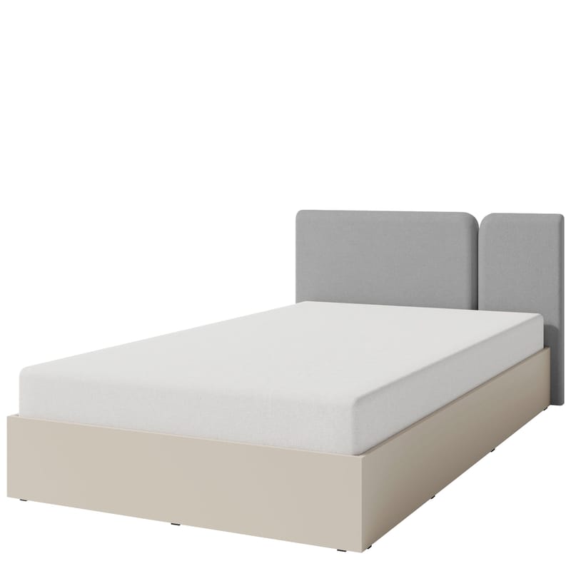 Travic Sengepakke med Opbevaring 120x200 cm i Stof med Sengegavl + Topmadras, Lys Beige