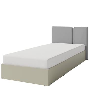 Travic Sengeramme 90x200 cm i Stof og Lyst Træ med Sengegavl - Greige - Møbler - Senge - Sengeramme & sengestel