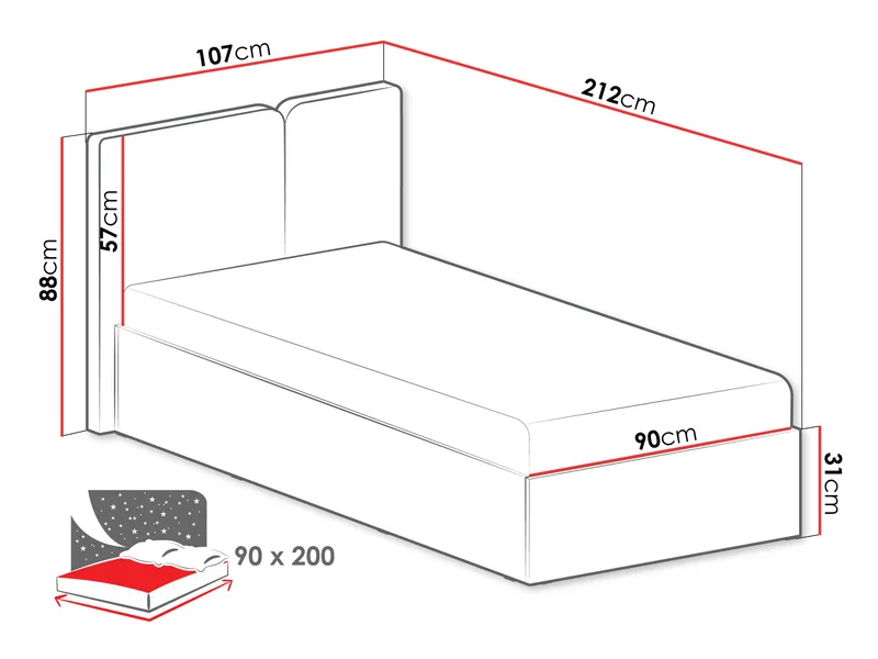Travic Sengeramme 90x200 cm - Møbler - Senge - Sengeramme & sengestel