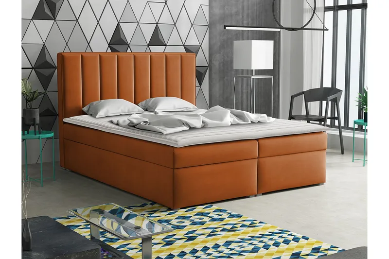 Valasco Kontinentalseng 160x200 cm - Brun/Orange - Møbler - Senge - Kontinentalsenge