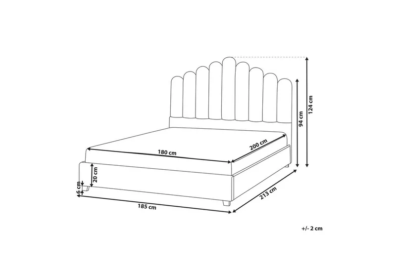 Vandseng Vincennes - Hvid, Sort, 180x200 cm - Møbler - Senge - Vandseng