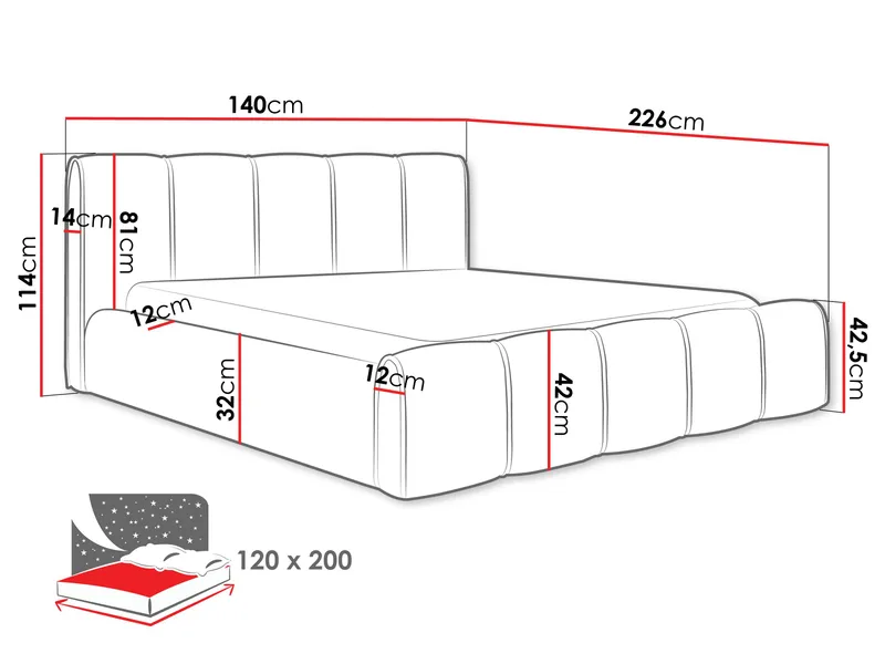 Varlinor Sengeramme 120x200 cm med Opbevaring - Rosa - Møbler - Senge - Sengeramme & sengestel
