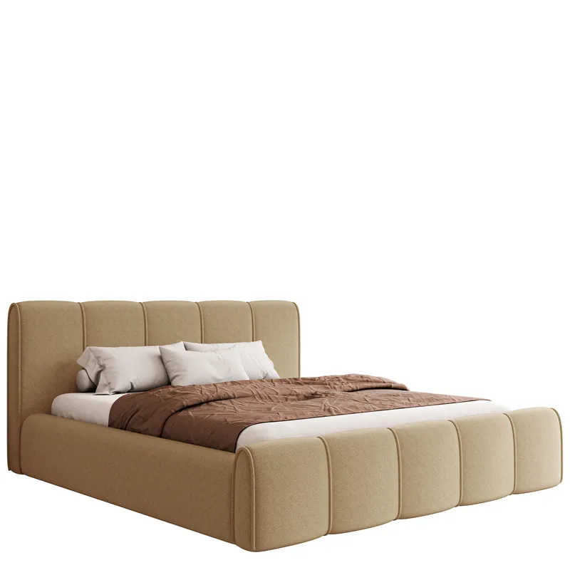 Varlinor Sengeramme 160x200 cm med Opbevaring, Mørk beige