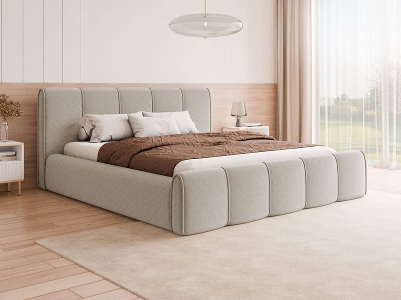 Varlinor Sengeramme 200x200 cm med Opbevaring - Beige - Møbler - Senge - Sengeramme & sengestel