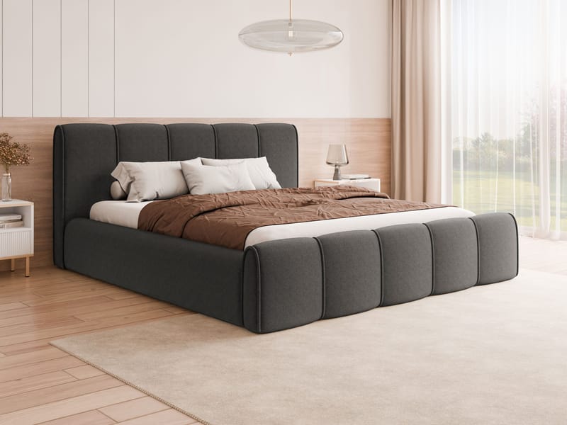 Varlinor Sengeramme 200x200 cm med Opbevaring - Grå - Møbler - Senge - Sengeramme & sengestel