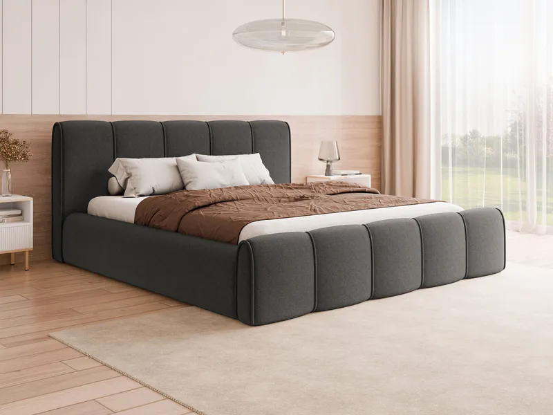 Varlinor Sengeramme 200x200 cm med Opbevaring - Grå - Møbler - Senge - Sengeramme & sengestel