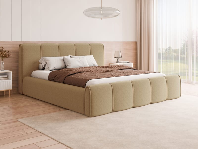 Varlinor Sengeramme 200x200 cm med Opbevaring - Mørk beige - Møbler - Senge - Sengeramme & sengestel