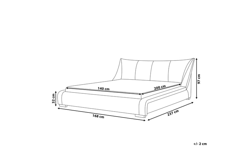 Varnadoe kontinentalseng med LED 180x200 læder - Hvid - Sengeramme & sengestel