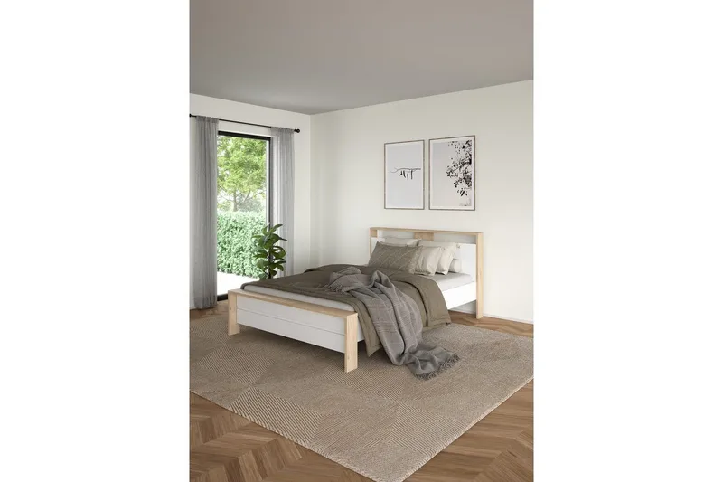 Varun Sengestel 140x200 cm - Hvid/Natur - Møbler - Senge - Sengeramme & sengestel