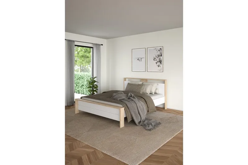 Varun Sengestel 160x200 cm - Hvid/Natur - Møbler - Senge - Sengeramme & sengestel