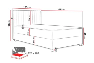 Veyran Sengepakke Kontinentalseng med Opbevaring 120x200 cm - Beige - Møbler - Senge - Komplet sengepakke