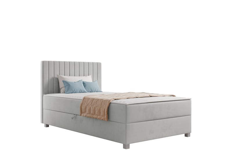 Veyran Sengepakke Kontinentalseng med Opbevaring 120x200 cm - Grå - Møbler - Senge - Komplet sengepakke