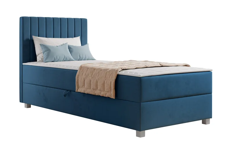 Veyran Sengepakke Kontinentalseng med Opbevaring 90x200 cm - Blå - Møbler - Senge - Komplet sengepakke