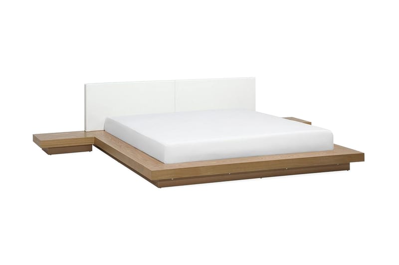 Zen Sengepakke – Dobbeltseng 160x200 cm i Træ med Sengegavl + Topmadras, Hvid