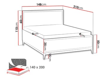 Zeylor Sengeramme 140x200 cm - Beige - Møbler - Senge - Sengeramme & sengestel