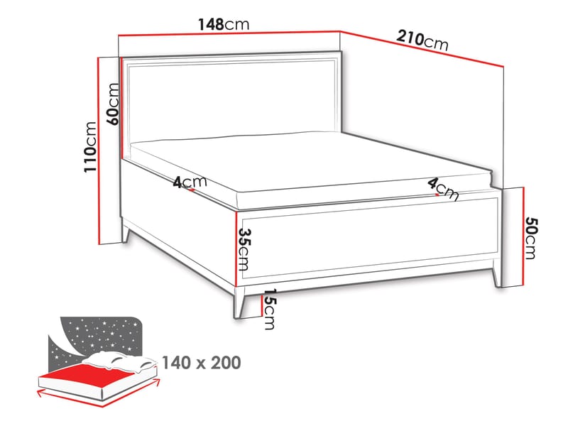 Zeylor Sengeramme 140x200 cm - Beige - Møbler - Senge - Sengeramme & sengestel