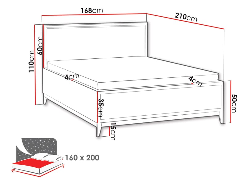 Zeylor Sengeramme 160x200 cm - Beige - Møbler - Senge - Sengeramme & sengestel