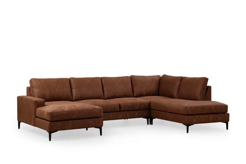 Svanabyn Sofa med Divan og Chaiselong 4-personers, Brun
