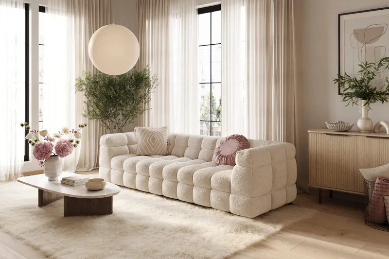 Elise 4-personers Sofa - Beige Teddy - Møbler - Sofaer - 3 personers sofa