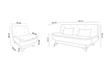 Lepinas Sofasæt - Antracit - Møbler - Sofaer - Sofagrupper