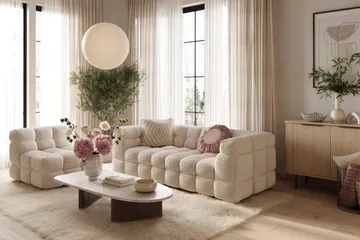 Elise boblet 3-personers sofa - Beige - Møbler - Sofaer - 3 personers sofa