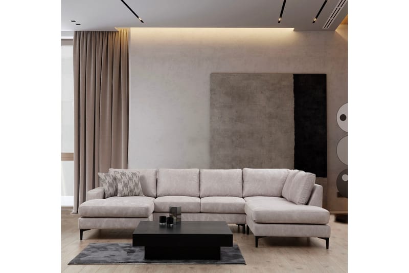 Svanabyn Sofa med Divan og Chaiselong 4-personers - Beige - Møbler - Sofaer - U Sofa