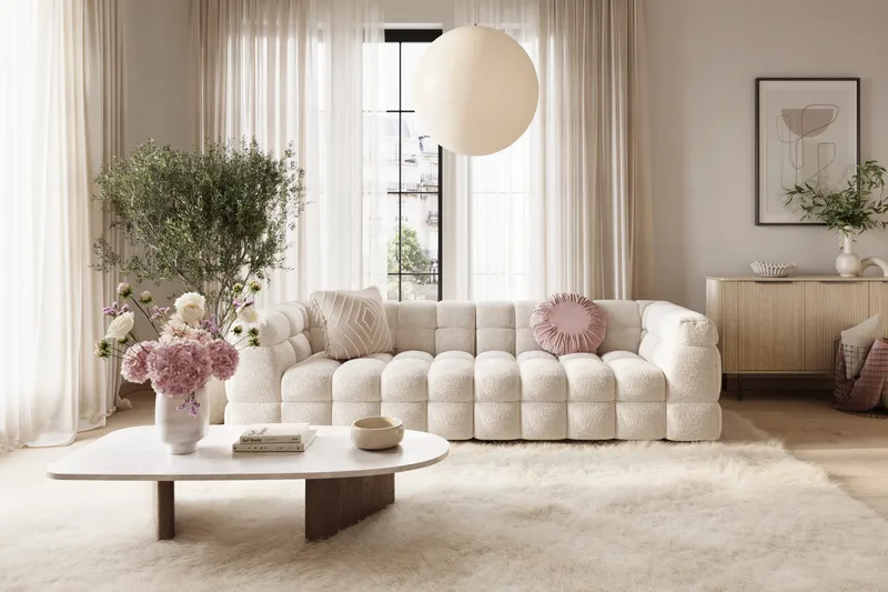 Elise 4-personers Sofa - Beige Teddy - Møbler - Sofaer - 3 personers sofa