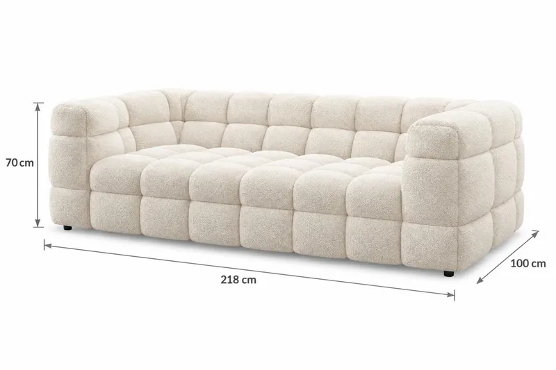 Elise boblet 3-personers sofa - Beige - Møbler - Sofaer - 3 personers sofa